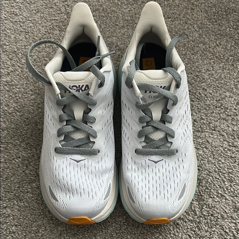 Hoka White and Gray Athletic Shoes
